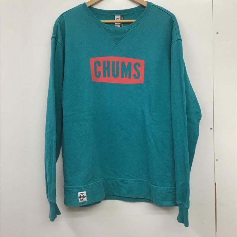 チャムス CHUMS トレーナー 長袖 長袖トレーナー スウェット クルーネック プルオーバー L ロゴ、文字 青 / ブルー / blue メンズ USED 古着 中古 10157681