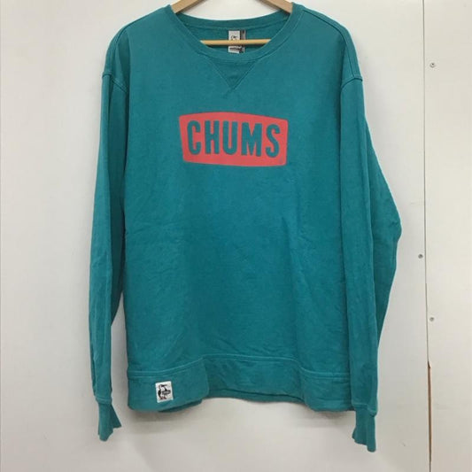 チャムス CHUMS トレーナー 長袖 長袖トレーナー スウェット クルーネック プルオーバー L ロゴ、文字 青 / ブルー / blue メンズ USED 古着 中古 10157681
