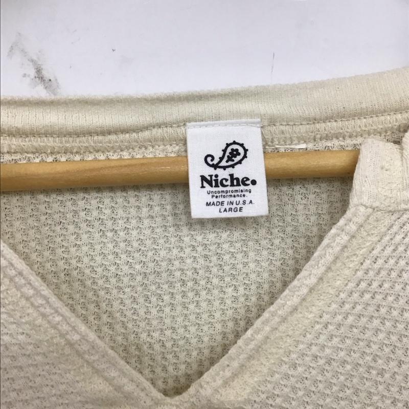 ニッチ niche. パーカー 長袖 長袖パーカー ワッフル プルオーバー L 無地 アイボリー / アイボリー / メンズ USED 古着 中古 10157683