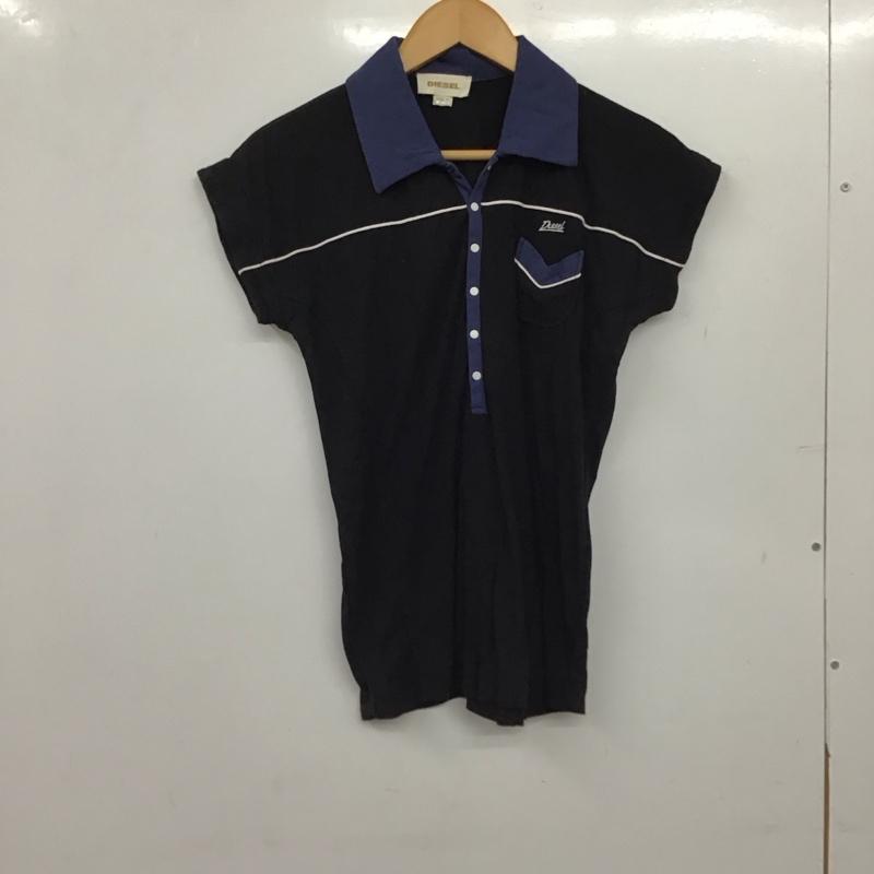 ディーゼル DIESEL ポロシャツ 半袖 S 無地 黒 / ブラック / black レディース USED 古着 中古 10157684