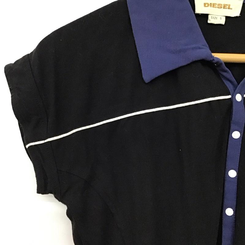 ディーゼル DIESEL ポロシャツ 半袖 S 無地 黒 / ブラック / black レディース USED 古着 中古 10157684