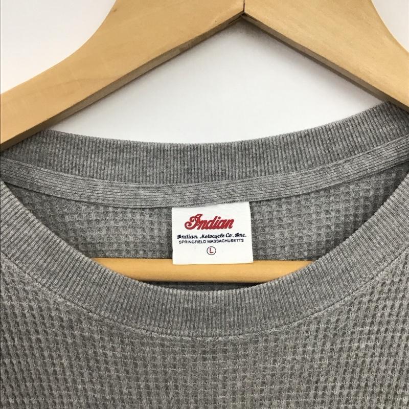 インディアン INDIAN Tシャツ 半袖 半袖カットソー プリントTシャツ クルーネックカットソー L プリント 灰 / グレー / gray メンズ USED 古着 中古 10157685