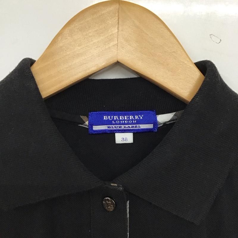 バーバリーブルーレーベル BURBERRY BLUE LABEL ポロシャツ 半袖 38 無地 黒 / ブラック / black レディース USED 古着 中古 10157691