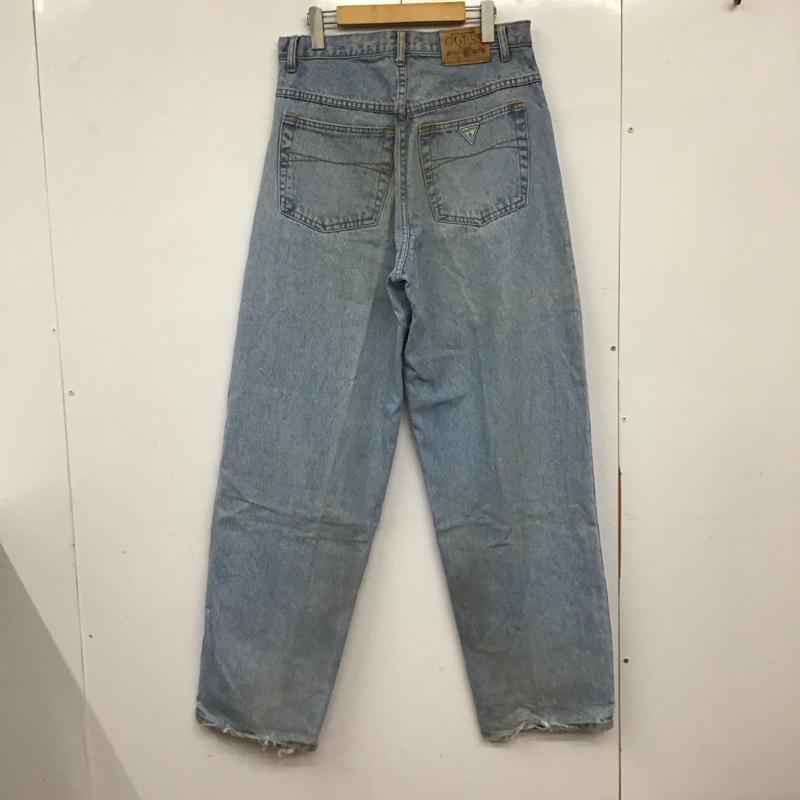 ゲス Guess パンツ デニム、ジーンズ デニムパンツ ワイドパンツ カジュアルパンツ 32インチ ロゴ、文字 インディゴ / インディゴ / Indigo メンズ USED 古着 中古 10157696