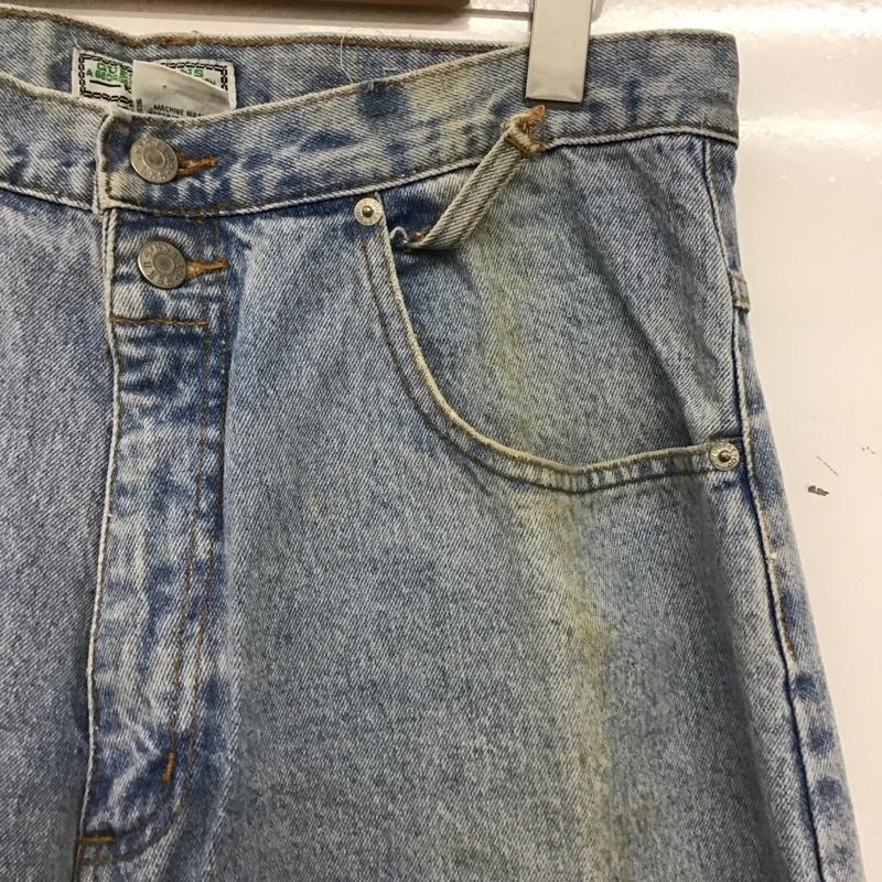 ゲス Guess パンツ デニム、ジーンズ デニムパンツ ワイドパンツ カジュアルパンツ 32インチ ロゴ、文字 インディゴ / インディゴ / Indigo メンズ USED 古着 中古 10157696