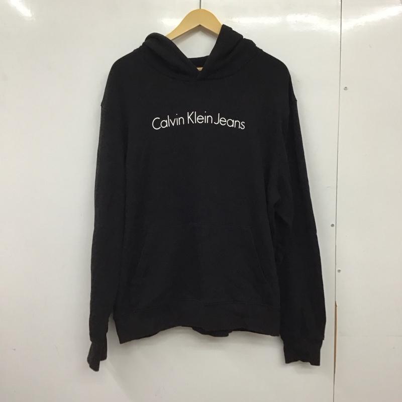 カルヴァン クライン ジーンズ Calvin Klein Jeans パーカー 長袖 長袖パーカー プルオーバーパーカー スウェット XL ロゴ、文字 黒 / ブラック / black メンズ USED 古着 中古 10157701