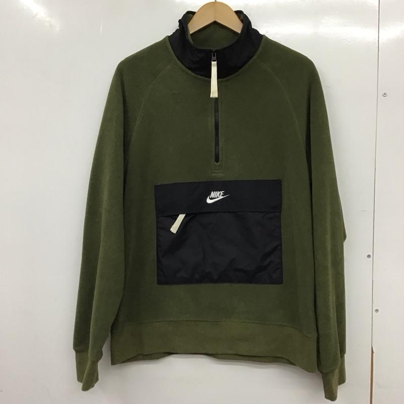 ナイキ NIKE ジャケット、上着 ジャンパー、ブルゾン フリースジャケット プルオーバー スタンドネック M ロゴ、文字 カーキ / カーキ / khaki メンズ USED 古着 中古 10157703