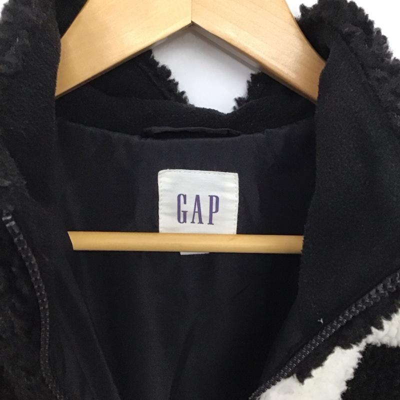 ギャップ GAP ジャケット、上着 ジャンパー、ブルゾン ジップアップジャケット ボアジャケット アウター L ロゴ、文字 白 / ホワイト / white X 黒 / ブラック / black メンズ USED 古着 中古 10157706