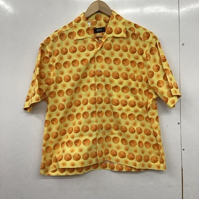 ヒューゴボス HUGO BOSS シャツ、ブラウス 半袖 半袖シャツ プリントシャツ ポケットシャツ L プリント 黄 / イエロー / yellow X 橙 / オレンジ / orange メンズ USED 古着 中古 10157729