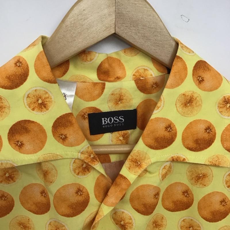 ヒューゴボス HUGO BOSS シャツ、ブラウス 半袖 半袖シャツ プリントシャツ ポケットシャツ L プリント 黄 / イエロー / yellow X 橙 / オレンジ / orange メンズ USED 古着 中古 10157729