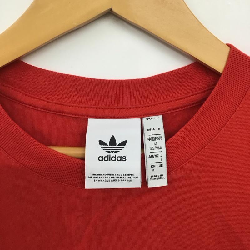 アディダス adidas Tシャツ 半袖 半袖カットソー プリントTシャツ クルーネックカットソー L ロゴ、文字 赤 / レッド / red メンズ USED 古着 中古 10157735