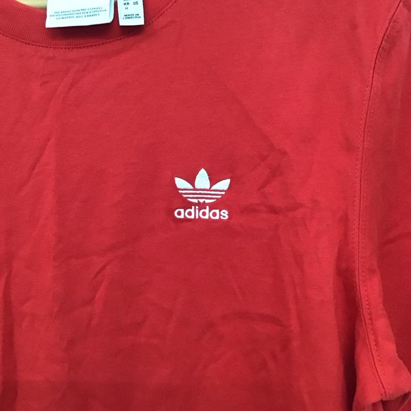 アディダス adidas Tシャツ 半袖 半袖カットソー プリントTシャツ クルーネックカットソー L ロゴ、文字 赤 / レッド / red メンズ USED 古着 中古 10157735