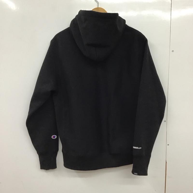 チャンピオン Champion パーカー 長袖 ジップアップ長袖パーカー スウェットパーカー M ロゴ、文字 黒 / ブラック / black メンズ USED 古着 中古 10157736