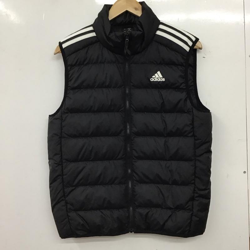 アディダス adidas ベスト ベスト ジップアップベスト ダウンジャケット M ロゴ、文字 黒 / ブラック / black メンズ USED 古着 中古 10157741