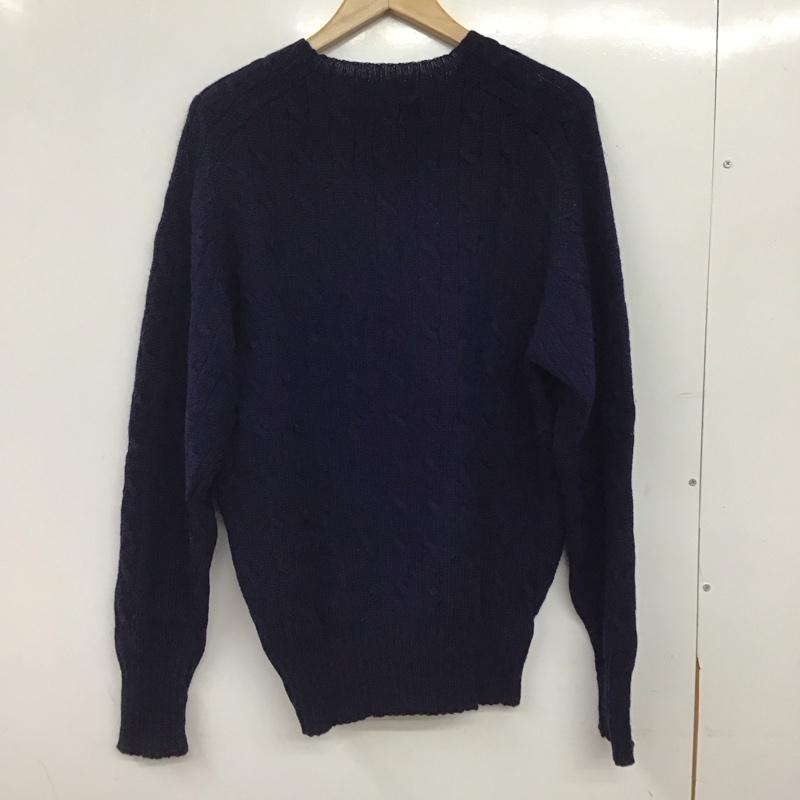 ポロバイラルフローレン Polo by RALPH LAUREN ニット、セーター 長袖 長袖ニットカットソー クルーネック セーター L ロゴ、文字 紺 / ネイビー / navy メンズ USED 古着 中古 10157748