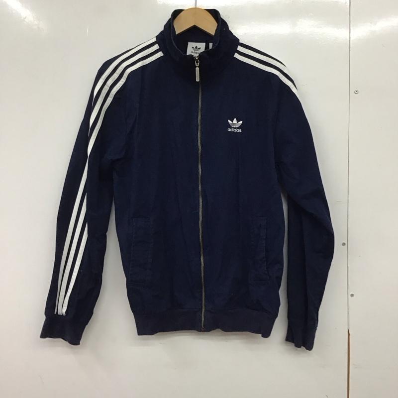 アディダス adidas ジャケット、上着 ジャンパー、ブルゾン ジップアップジャケット ジャージ アウター M ロゴ、文字 紺 / ネイビー / navy メンズ USED 古着 中古 10157753