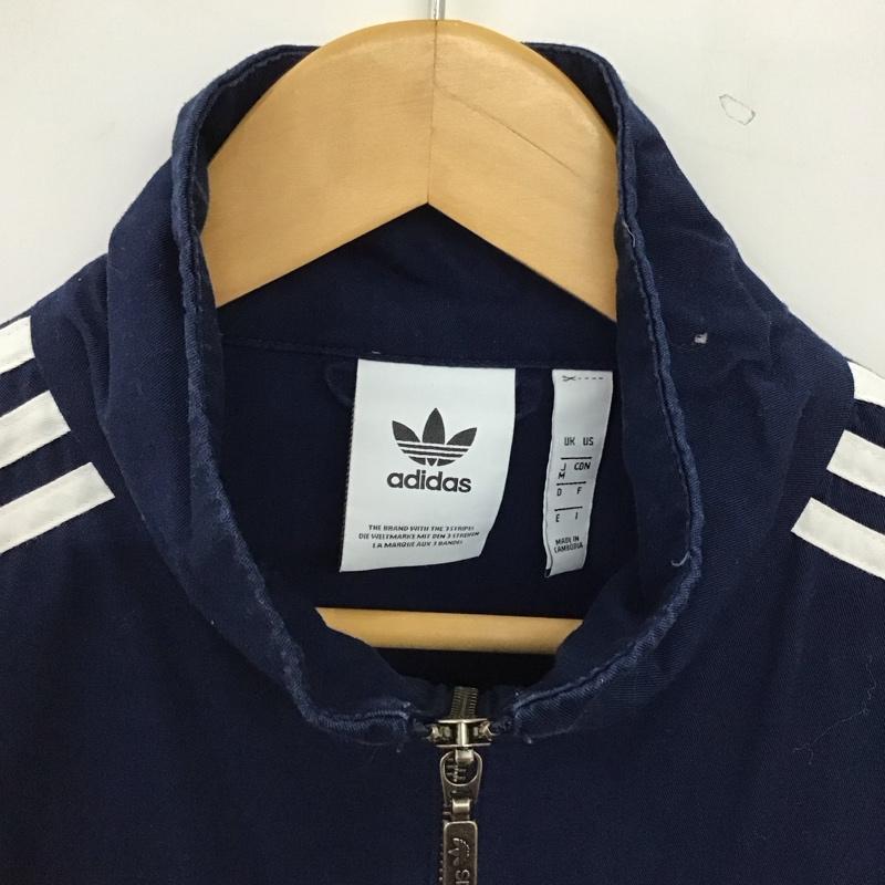 アディダス adidas ジャケット、上着 ジャンパー、ブルゾン ジップアップジャケット ジャージ アウター M ロゴ、文字 紺 / ネイビー / navy メンズ USED 古着 中古 10157753