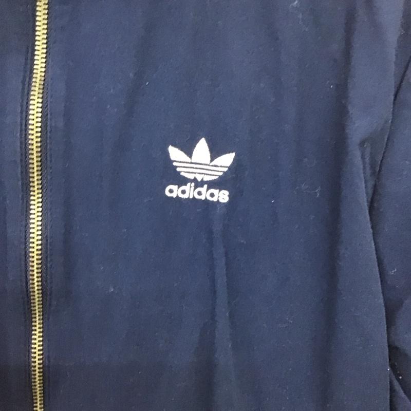 アディダス adidas ジャケット、上着 ジャンパー、ブルゾン ジップアップジャケット ジャージ アウター M ロゴ、文字 紺 / ネイビー / navy メンズ USED 古着 中古 10157753
