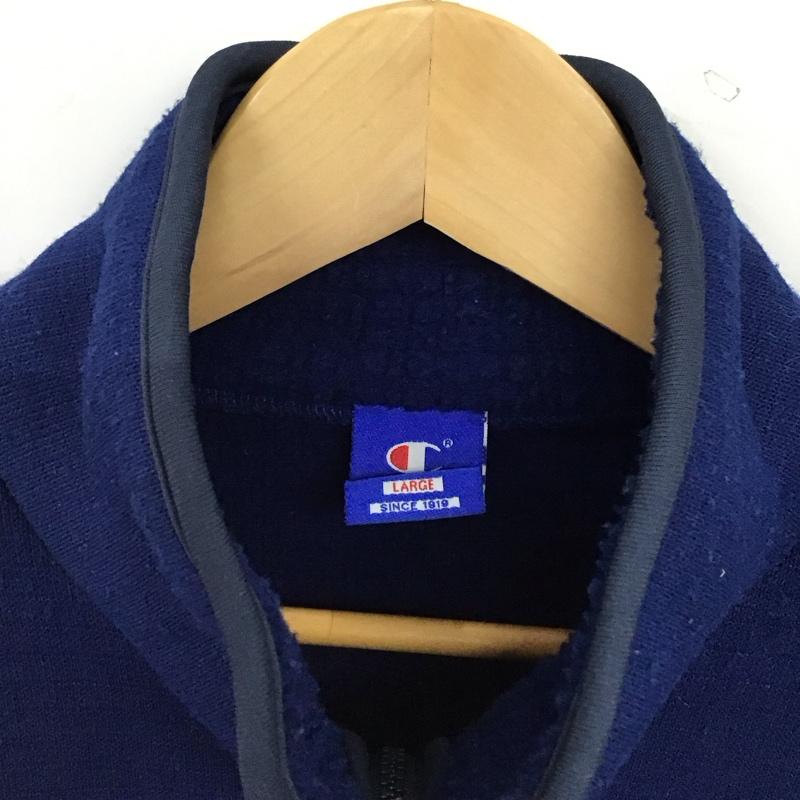 チャンピオン Champion ジャケット、上着 ジャンパー、ブルゾン ジップアップジャケット スタンドカラー アウター L ロゴ、文字 青 / ブルー / blue メンズ USED 古着 中古 10157766