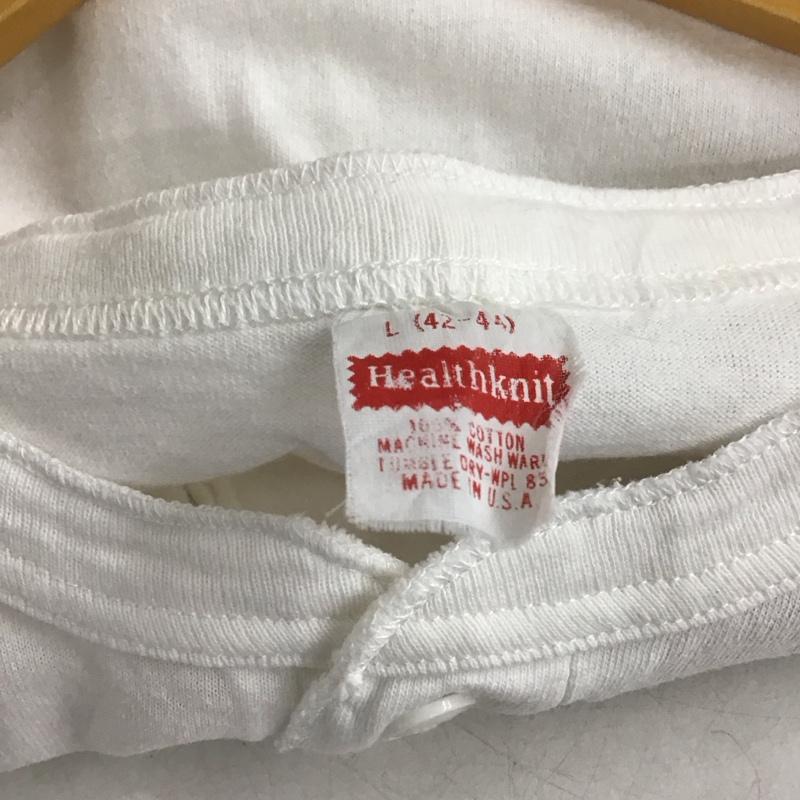 ヘルスニット Healthknit カットソー 半袖 半袖カットソー ヘンリーネック L 無地 白 / ホワイト / white メンズ USED 古着 中古 10157776