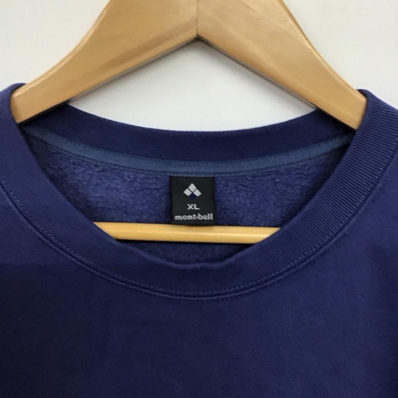 モンベル mont-bell トレーナー 長袖 長袖トレーナー スウェット クルーネック プルオーバー XL ロゴ、文字 青 / ブルー / blue メンズ USED 古着 中古 10157800