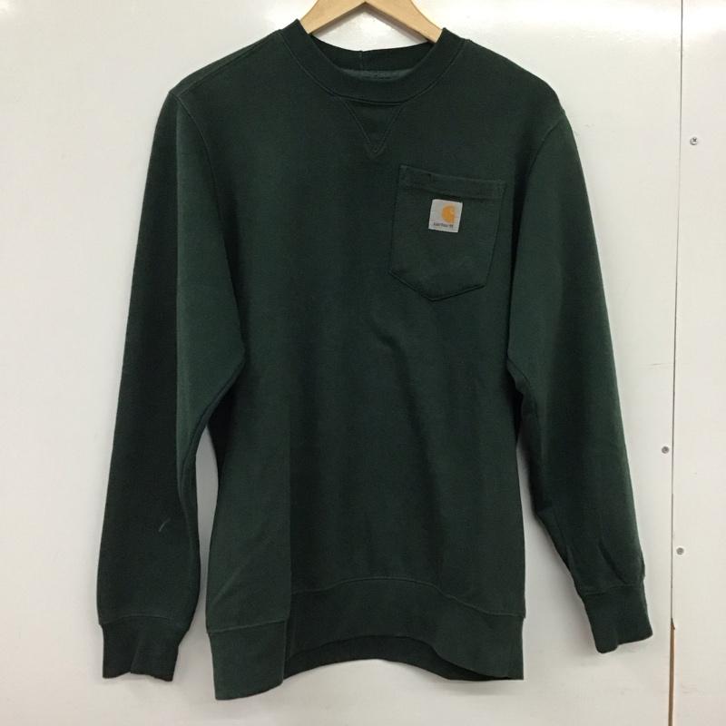 カーハート Carhartt トレーナー 長袖 長袖トレーナー スウェット クルーネック プルオーバー M ロゴ、文字 緑 / グリーン / green メンズ USED 古着 中古 10157803