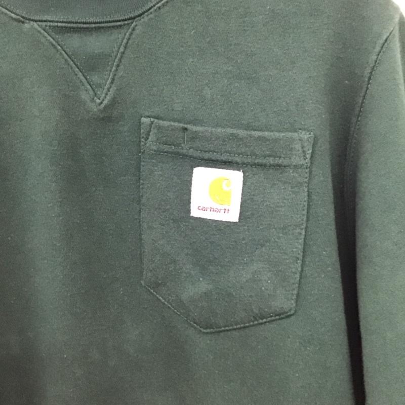 カーハート Carhartt トレーナー 長袖 長袖トレーナー スウェット クルーネック プルオーバー M ロゴ、文字 緑 / グリーン / green メンズ USED 古着 中古 10157803