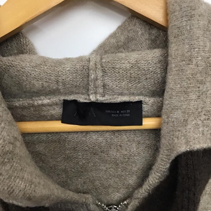 ザラ ZARA パーカー 長袖 ジップパーカー M 無地 茶 / ブラウン / brown レディース USED 古着 中古 10157806