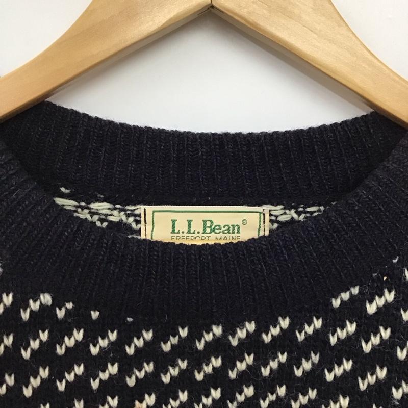 エルエルビーン L.L.Bean ニット、セーター 長袖 長袖ニットカットソー クルーネック セーター L 総柄 紺 / ネイビー / navy メンズ USED 古着 中古 10157809