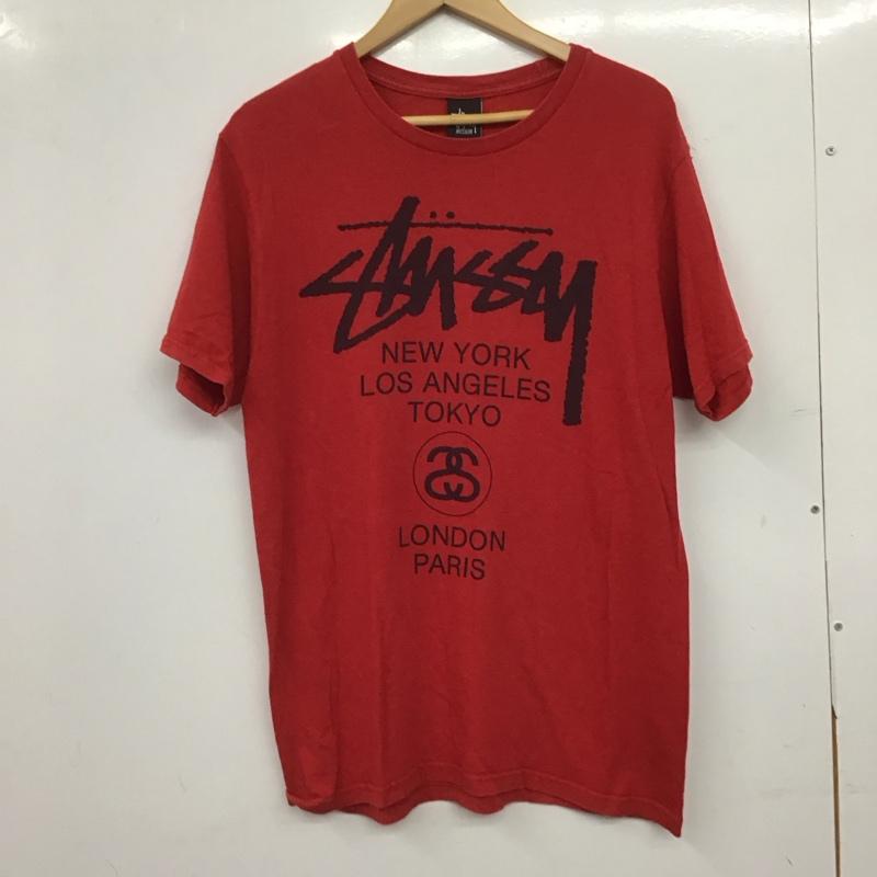 ステューシー STUSSY Tシャツ 半袖 半袖カットソー プリントTシャツ クルーネックカットソー M プリント 赤 / レッド / red メンズ USED 古着 中古 10157824