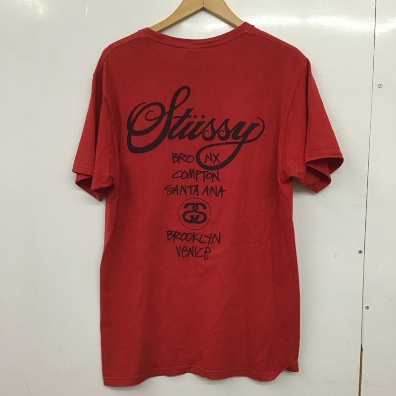ステューシー STUSSY Tシャツ 半袖 半袖カットソー プリントTシャツ クルーネックカットソー M プリント 赤 / レッド / red メンズ USED 古着 中古 10157824