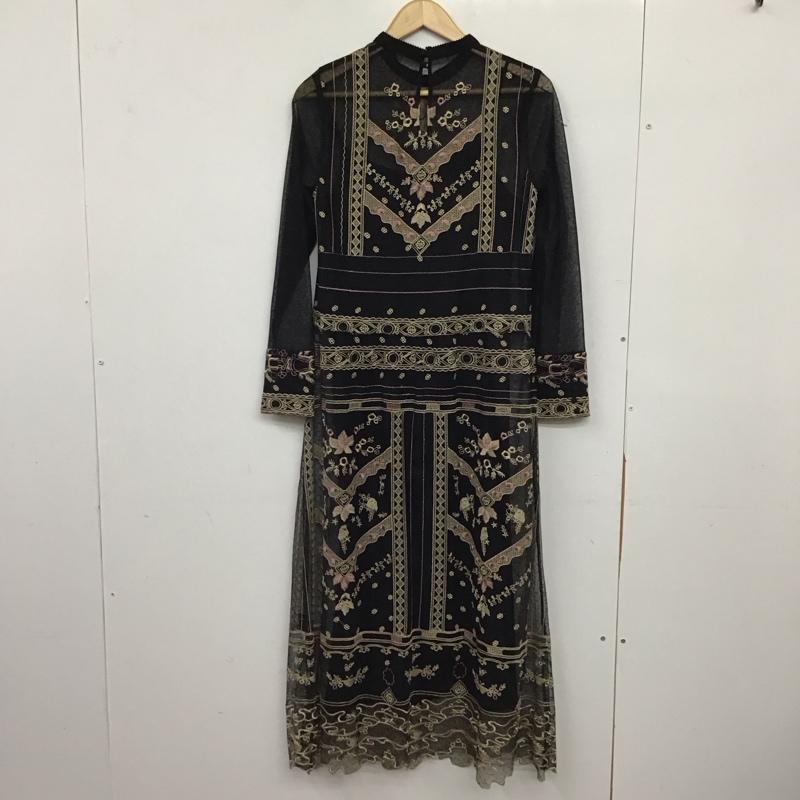 ジルスチュアート JILLSTUART ワンピース ロングスカート 長袖ロングワンピース フレアスカート 2 刺繍 黒 / ブラック / black レディース USED 古着 中古 10157841