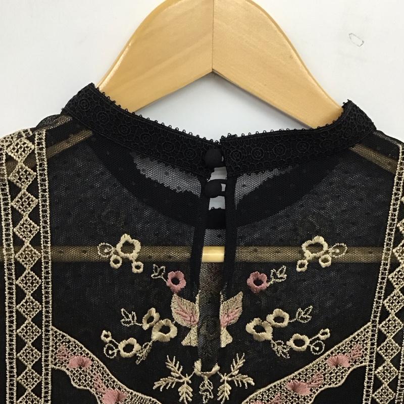 ジルスチュアート JILLSTUART ワンピース ロングスカート 長袖ロングワンピース フレアスカート 2 刺繍 黒 / ブラック / black レディース USED 古着 中古 10157841