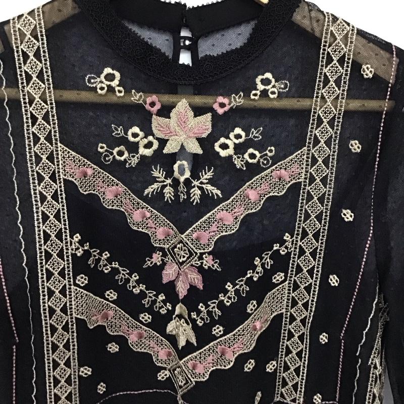 ジルスチュアート JILLSTUART ワンピース ロングスカート 長袖ロングワンピース フレアスカート 2 刺繍 黒 / ブラック / black レディース USED 古着 中古 10157841
