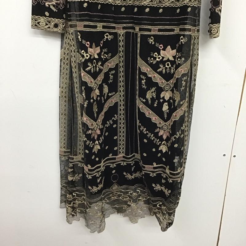 ジルスチュアート JILLSTUART ワンピース ロングスカート 長袖ロングワンピース フレアスカート 2 刺繍 黒 / ブラック / black レディース USED 古着 中古 10157841