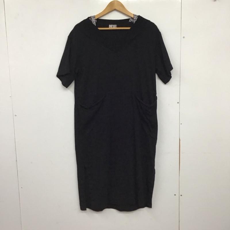 ディーゼル DIESEL ワンピース ロングスカート 半袖ロングワンピース フレアスカート XS ロゴ、文字 黒 / ブラック / black レディース USED 古着 中古 10157847
