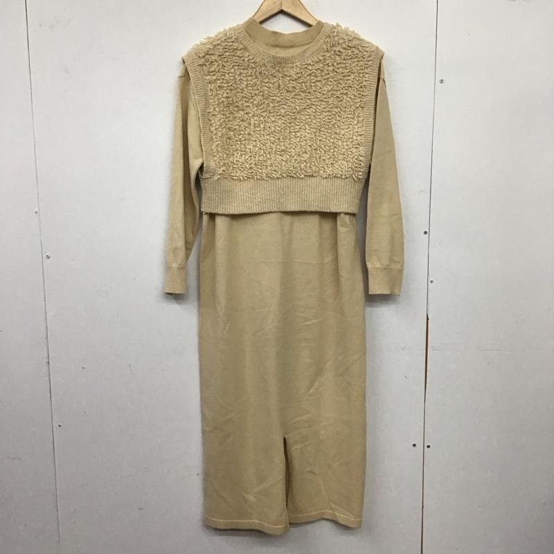ローリーズファーム LOWRYS FARM ワンピース ロングスカート 長袖ニットロングワンピース FREE 無地 ベージュ / ベージュ / beige レディース USED 古着 中古 10157849
