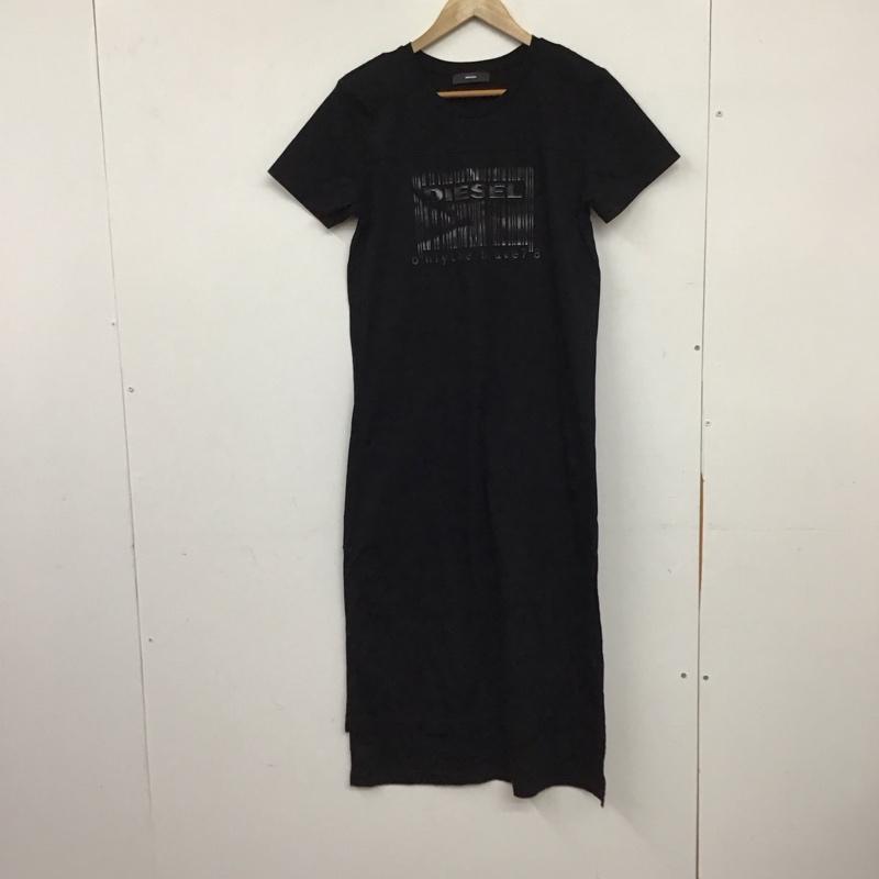 ディーゼル DIESEL ワンピース ロングスカート 半袖ワンピース タイトスカート XS ロゴ、文字 黒 / ブラック / black レディース USED 古着 中古 10157853
