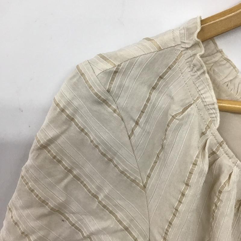 トランテアンソンドゥモード 31 Sons de mode ワンピース ロングスカート 半袖ロングワンピース フレアスカート ウエスト切り替え 38 ストライプ アイボリー / アイボリー / レディース USED 古着 中古 10157857