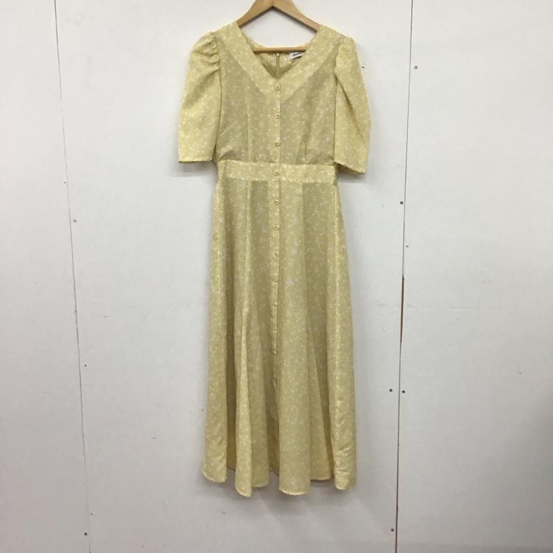 ダズリン dazzlin ワンピース ロングスカート 半袖ロングワンピース フレアスカート フロントボタン FREE プリント 黄 / イエロー / yellow レディース USED 古着 中古 10157862