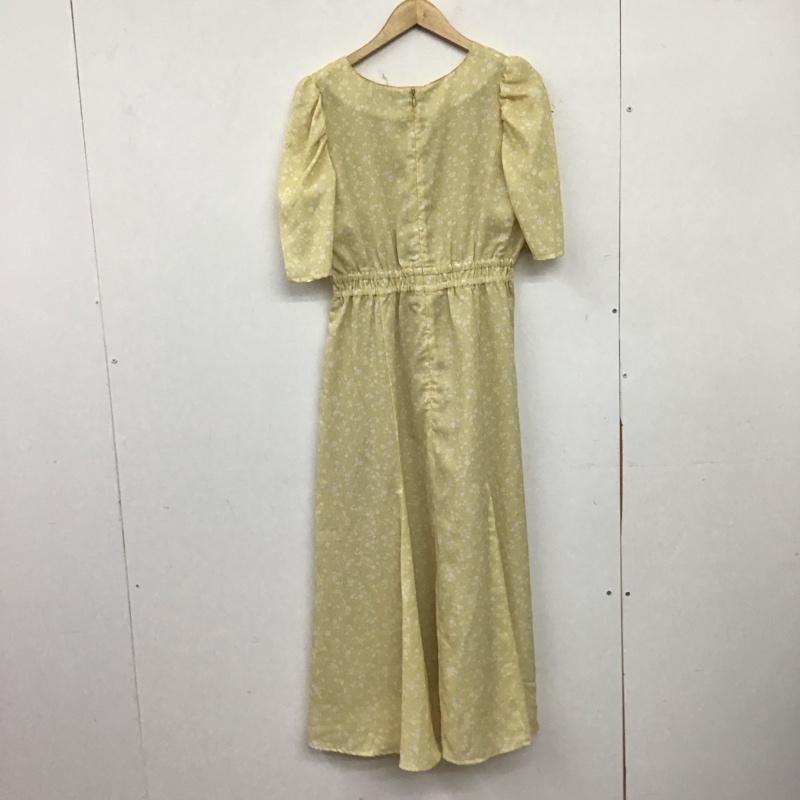 ダズリン dazzlin ワンピース ロングスカート 半袖ロングワンピース フレアスカート フロントボタン FREE プリント 黄 / イエロー / yellow レディース USED 古着 中古 10157862