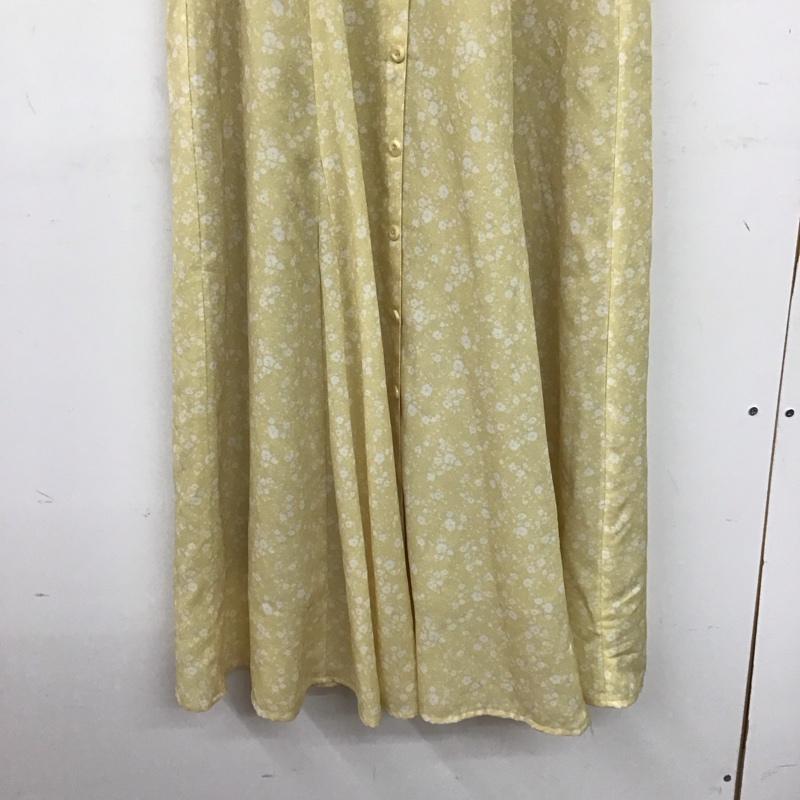 ダズリン dazzlin ワンピース ロングスカート 半袖ロングワンピース フレアスカート フロントボタン FREE プリント 黄 / イエロー / yellow レディース USED 古着 中古 10157862
