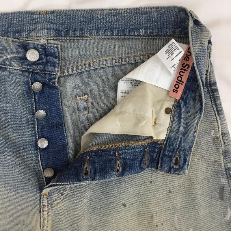 アクネストゥディオズ Acne Studios パンツ デニム、ジーンズ Acne Studios 1981 u trafalgar Loose fit jeans M ダメージ加工 X  水色 / ライトブルー / メンズ USED 古着 中古 10157866