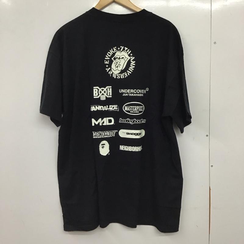 イウ゛ォーク EVOKE Tシャツ 半袖 半袖カットソー プリントTシャツ クルーネックカットソー XL プリント 黒 / ブラック / black メンズ USED 古着 中古 10157898
