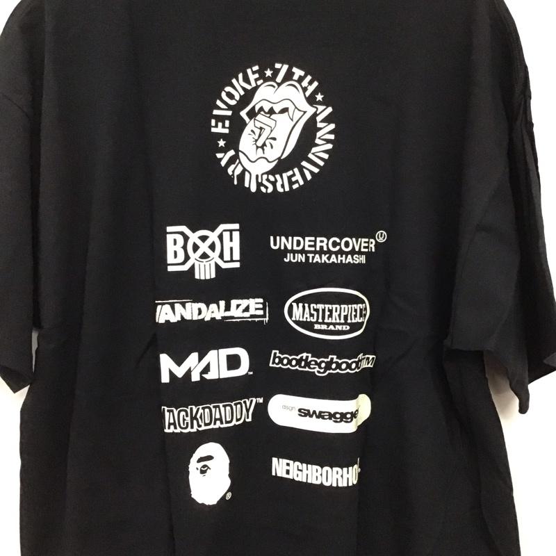 イウ゛ォーク EVOKE Tシャツ 半袖 半袖カットソー プリントTシャツ クルーネックカットソー XL プリント 黒 / ブラック / black メンズ USED 古着 中古 10157898