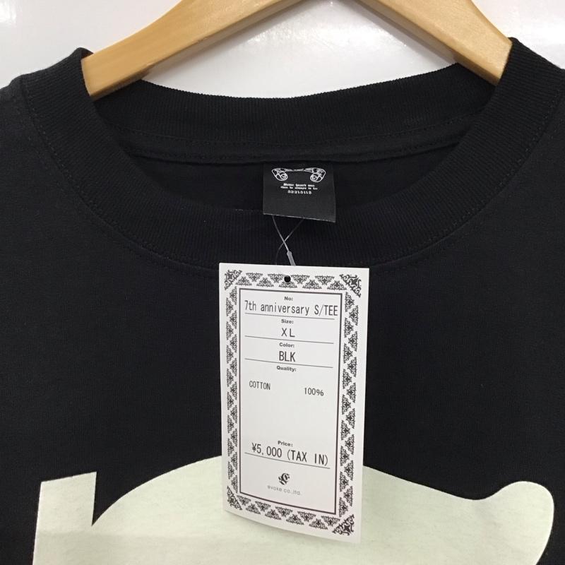 イウ゛ォーク EVOKE Tシャツ 半袖 半袖カットソー プリントTシャツ クルーネックカットソー XL プリント 黒 / ブラック / black メンズ USED 古着 中古 10157898