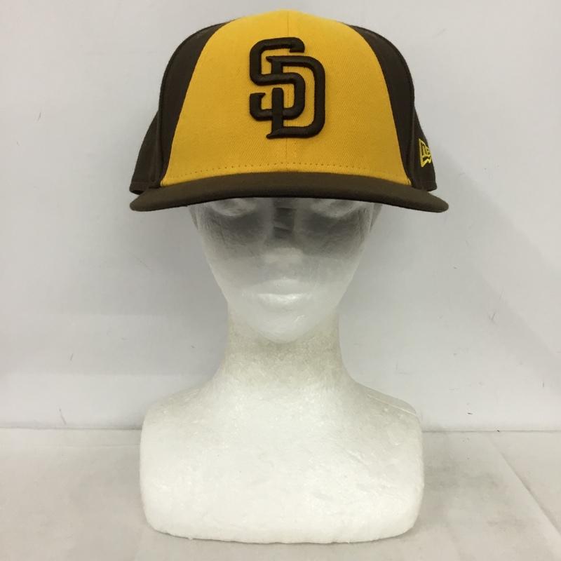 ニューエラ NEW ERA 帽子 キャップ 59FIFTY 59.6cm サンディエゴパドレス ロゴ、文字 茶 / ブラウン / brown X 黄 / イエロー / yellow メンズ USED 古着 中古 10157901
