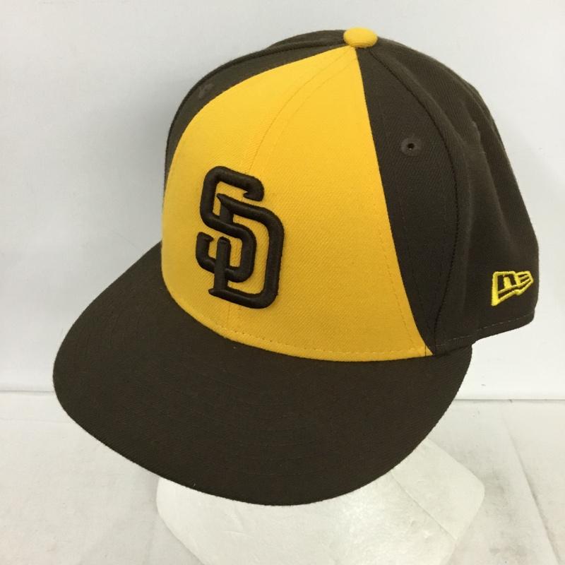 ニューエラ NEW ERA 帽子 キャップ 59FIFTY 59.6cm サンディエゴパドレス ロゴ、文字 茶 / ブラウン / brown X 黄 / イエロー / yellow メンズ USED 古着 中古 10157901
