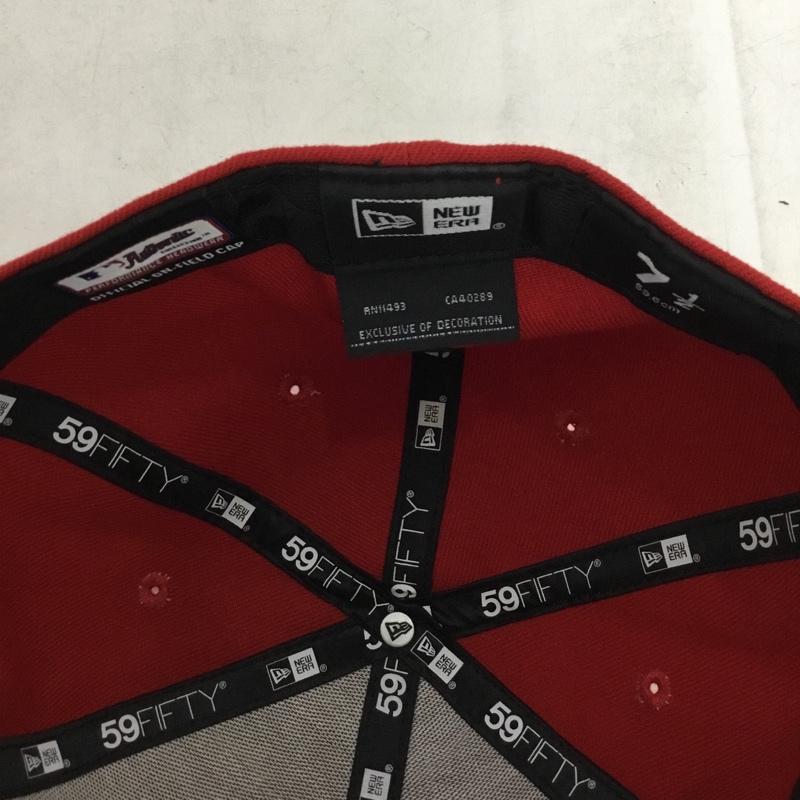 ニューエラ NEW ERA 帽子 キャップ 59FIFTY 59.6cm ロゴ、文字 赤 / レッド / red メンズ USED 古着 中古 10157904