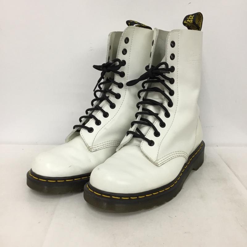 ドクターマーチン Dr.Martens ブーツ 一般 1490 10ホールブーツ UK7 US：8 ロゴ、文字 白 / ホワイト / white メンズ USED 古着 中古 10157937